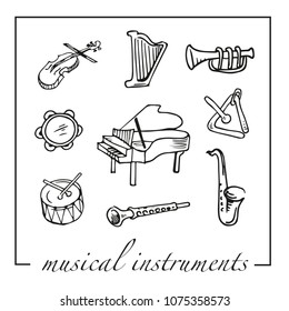 vector set of musical instruments icons