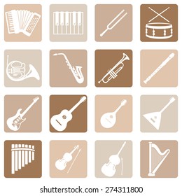 Vector Set of Musical Instruments Icons