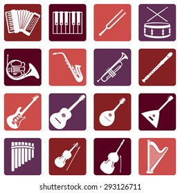 Vector Set of Musical Instruments Icons