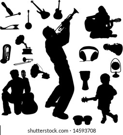 Vector set of Musical instruments and Players-4