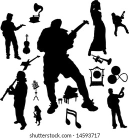 Vector set of Musical instruments and Players-7