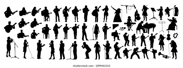 Vector set of musicians silhouettes