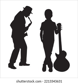 Vector Set Of Musicians Silhouettes Illustration Isolated On White Background