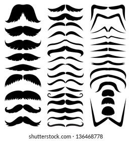 Vector set of mustache. 