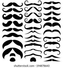 Vector set of mustache. 