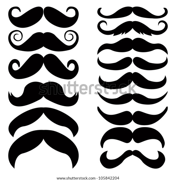 Vector Set Mustache Stock Vector (Royalty Free) 105842204 | Shutterstock