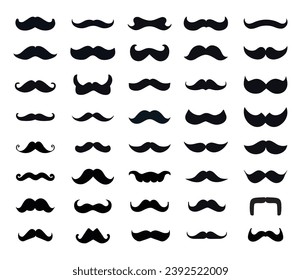 Vector Set of Mustache Icon. Moustaches Big Collection Transparent Background