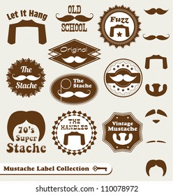 Vector Set: Mustache Labels and Design Stache Elements