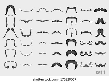 vector set of mustache in retro style