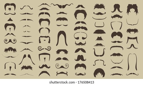 vector set of mustache in retro style