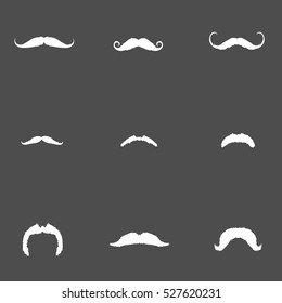 Vector Set of Mustache Silhouettes. Types of Mustaches.