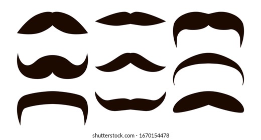 Vector set of mustaches. Props in black and white style.