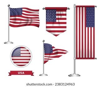vector set of the national flag of america in various creative designs