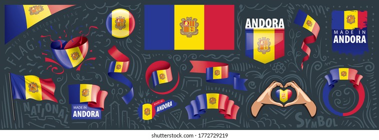 Vector set of the national flag of Andorra in various creative designs