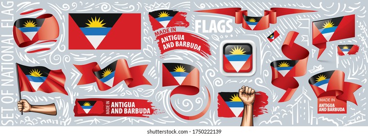 Vector set of the national flag of Antigua and Barbuda