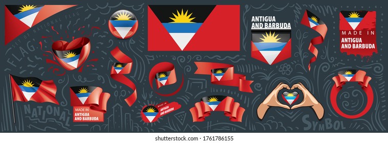 Vector set of the national flag of Antigua and Barbuda