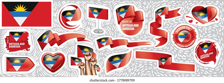 Vector set of the national flag of Antigua and Barbuda