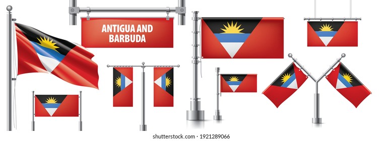 Vector set of the national flag of Antigua and Barbuda