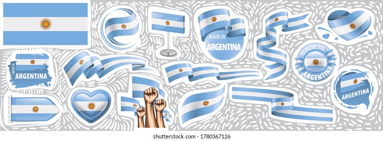 Vector set of the national flag of Argentina in various creative designs