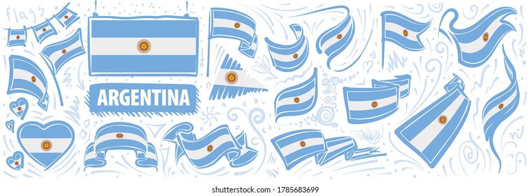 Vector set of the national flag of Argentina in various creative designs