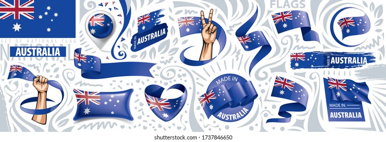 Vector set of the national flag of Australia in various creative designs