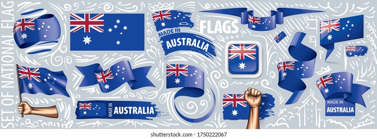 Vector set of the national flag of Australia in various creative designs