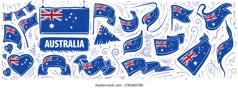 Vector set of the national flag of Australia in various creative designs