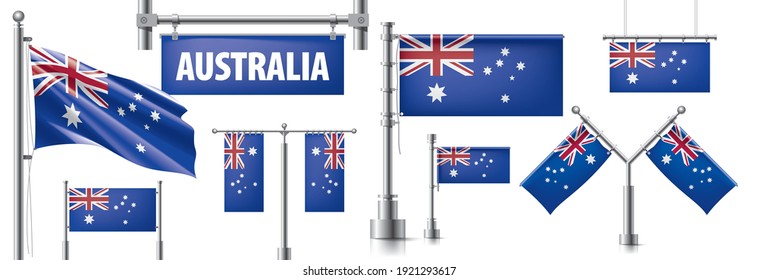 Vector set of the national flag of Australia in various creative designs