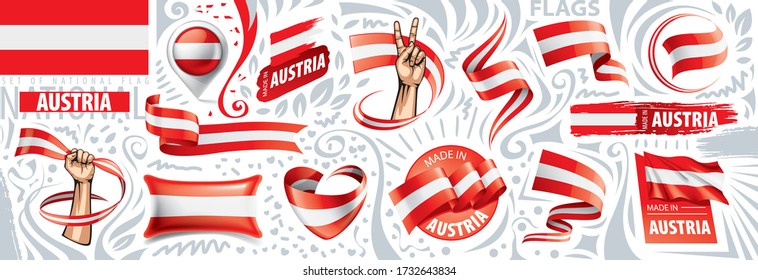 Vector set of the national flag of Austria in various creative designs