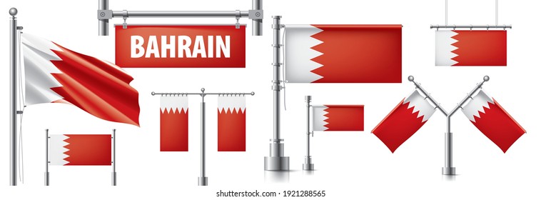 Vector set of the national flag of Bahrain in various creative designs