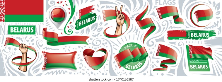 Vector set of the national flag of Belarus in various creative designs