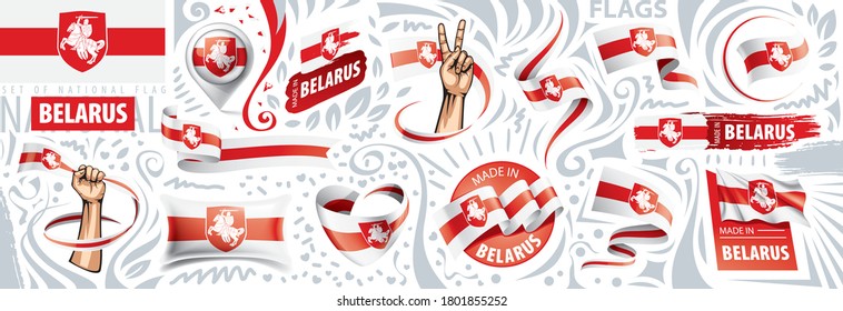 Vector set of the national flag of Belarus in various creative designs