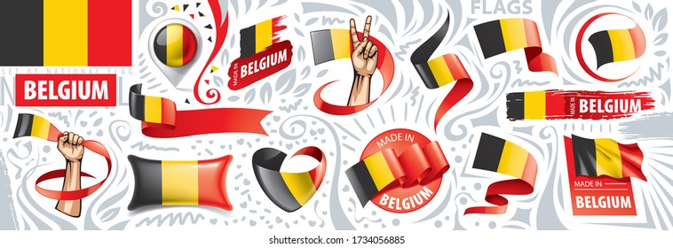 Vector Set der Nationalflagge Belgiens in verschiedenen kreativen Designs