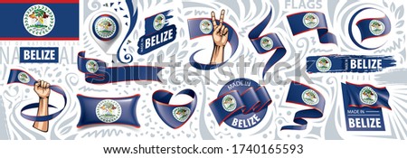 Vector set of the national flag of Belize in various creative designs