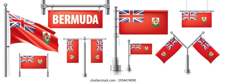 Vector set of the national flag of Bermuda in various creative designs