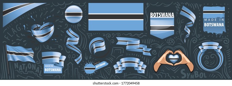 Vector set of the national flag of Botswana in various creative designs