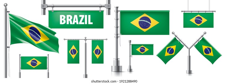 Vector set of the national flag of Brazil in various creative designs