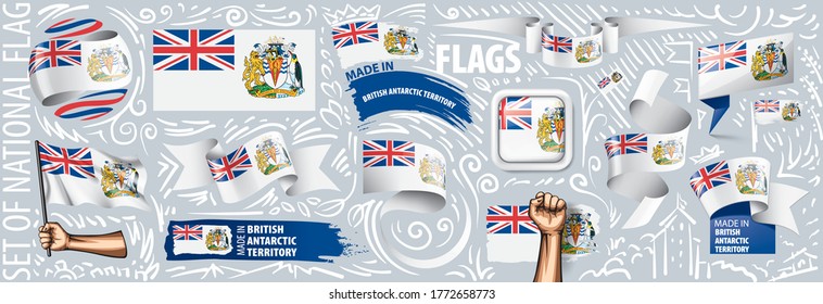 Conjunto de vectores de la bandera nacional del Territorio Antártico Británico