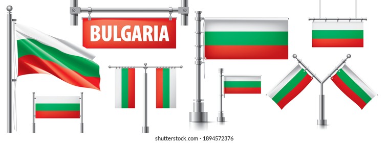 Vector set of the national flag of Bulgaria in various creative designs