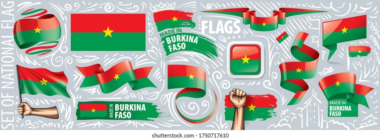 Vector set of the national flag of Burkina Faso in various creative designs