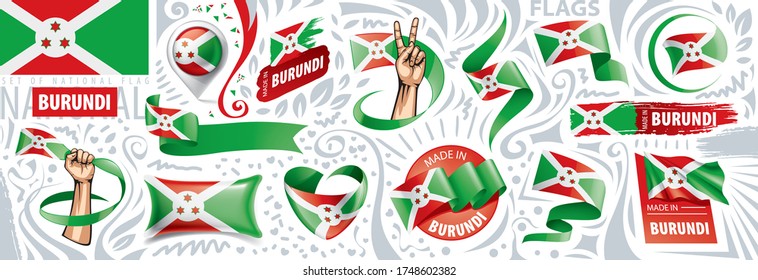 Vector set of the national flag of Burundi in various creative designs
