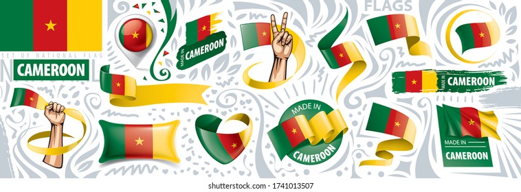 Vector set of the national flag of Cameroon in various creative designs