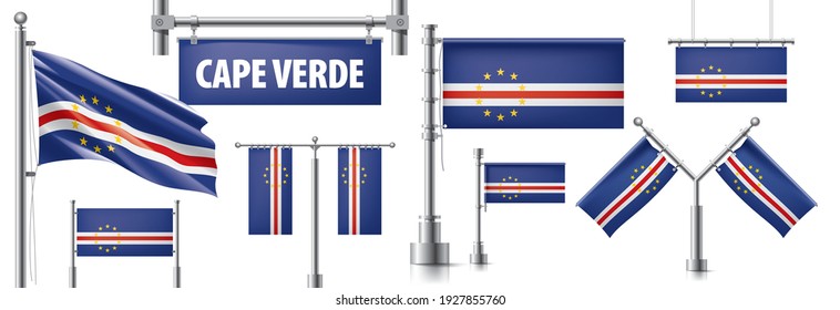 Vector set of the national flag of Cape Verde in various creative designs