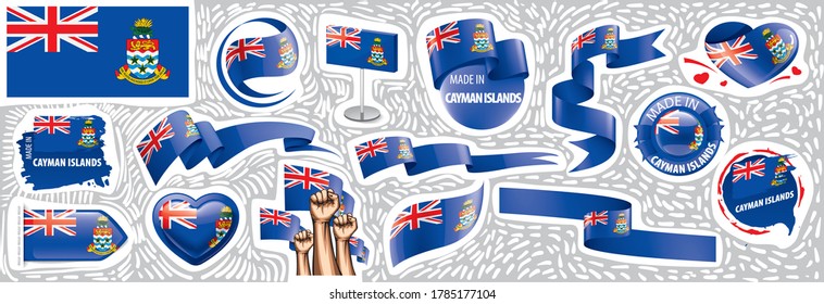 Vector set of the national flag of Cayman Islands in various creative designs