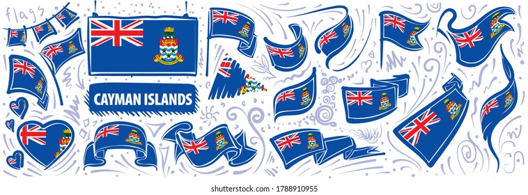 Vector set of the national flag of Cayman Islands in various creative designs