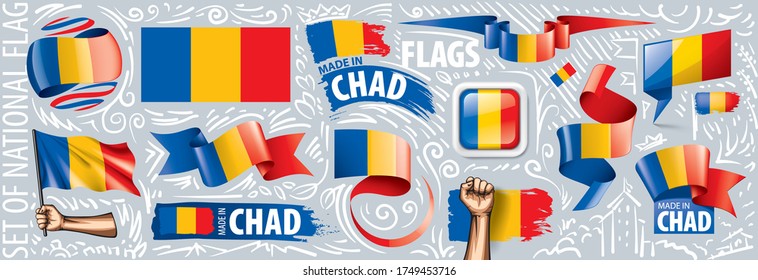 Vector set of the national flag of Chad in various creative designs