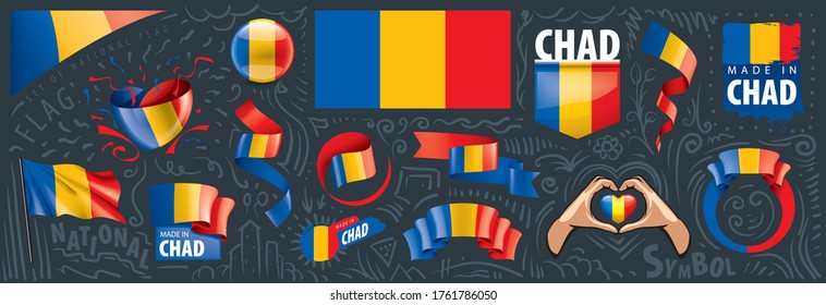 Vector set of the national flag of Chad in various creative designs