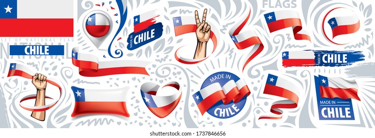 Vector set of the national flag of Chile in various creative designs