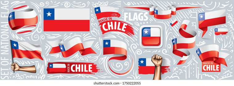 Vector set of the national flag of Chile in various creative designs