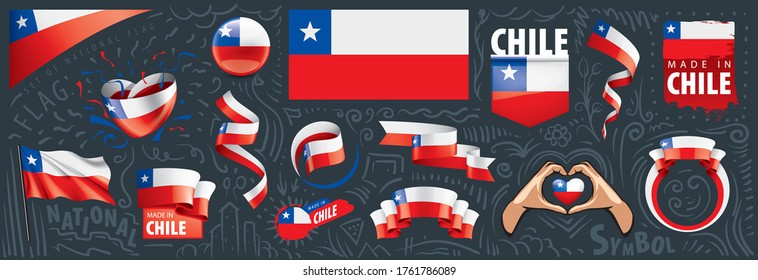 Vector set of the national flag of Chile in various creative designs